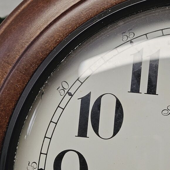 15 Inch Wall Clock Sterling and Noble Company Number 9 Dark Brown Wood Frame - Picture 5 of 11